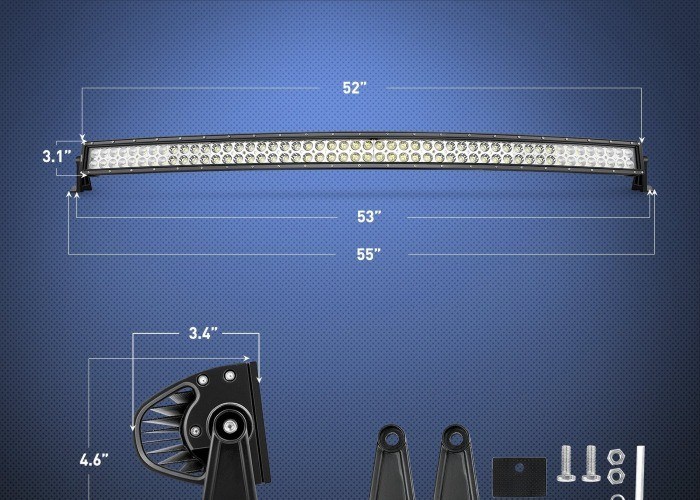 300W Jeep UTV SUV Curved Light Bar Driving Lights SPOT Flood Combo