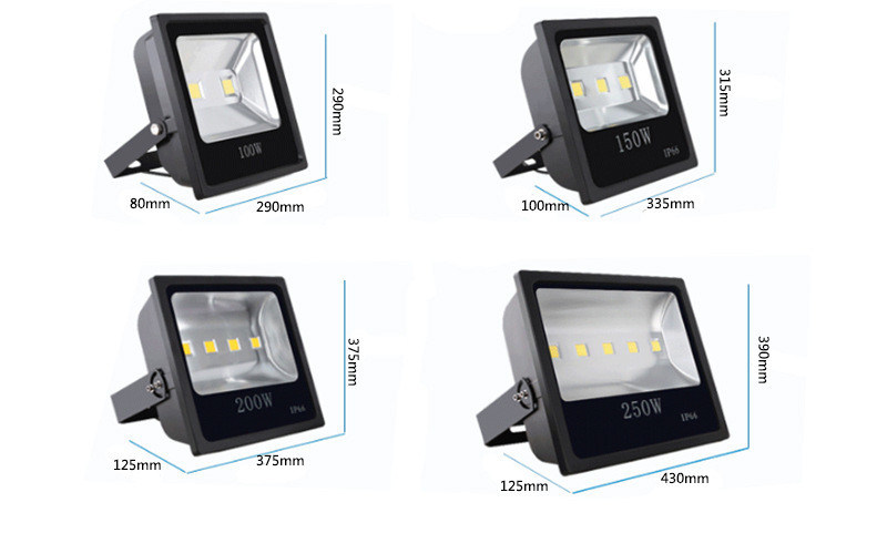 200W COB Led Flood Light Integrated Outdoor Aluminium High Brightness IP66